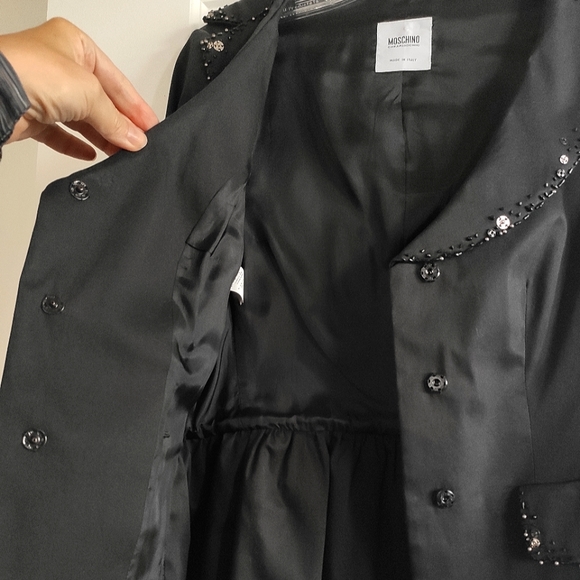 MOSCHINO CHEAP AND CHIC Black Fitted Studded Peplum Blazer - Picture 10 of 16